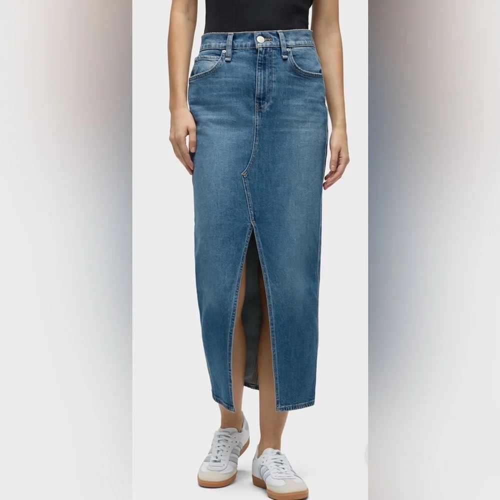 Hudson Jeans Blue Denim Slit Maxi Skirt - Picture 1 of 5